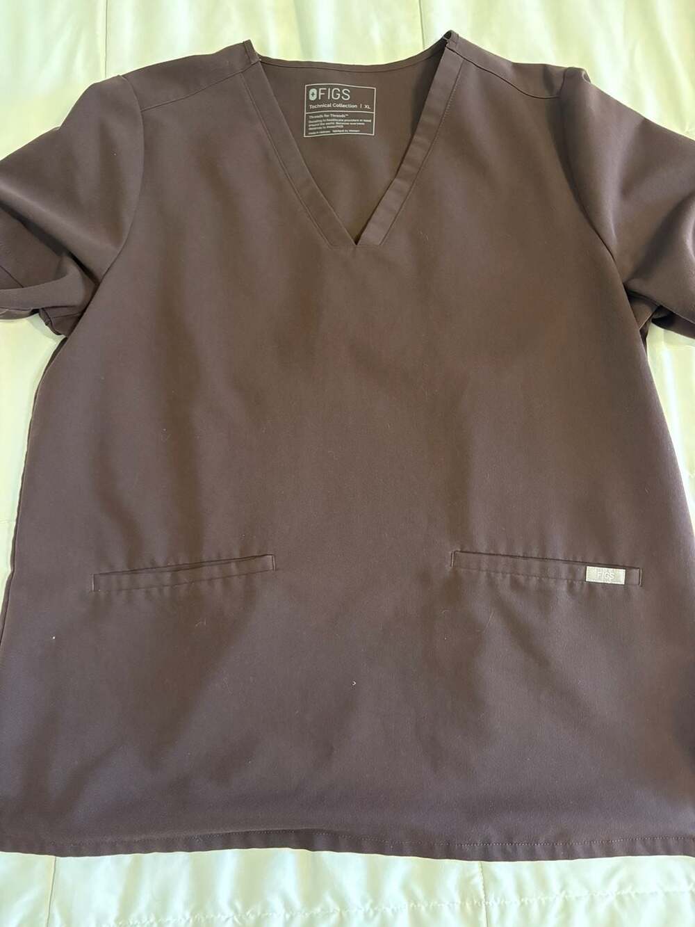 FIGS Technical Collection V-Neck Scrub Top in Brown - Size XL